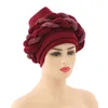 Sequins Muslim Women Hijab African Auto Geles Aso Oke Headtie Already Made Braid Turban Caps Ready Bonnet Hat Head Wraps Fashion