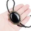 Western Cowboy Black Diamond Gem Bolo Tie Suit Accessoires Unisex Lederen Kraag Touw Verjaardag Banket Gift