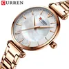 Women Watch CURREN Top Brand Fashion Rose Gold Quartz Ladies Watches with Stainless Steel Bracelet Charming Female Clock 210517