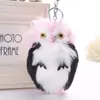 15CM Cute Fluffy Owl Keychain & Pendant Women Girls Key Ring Faux Bunny Rabbit Fur Pompoms Key Chains For Handbag