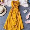 Vestido de bolinhas de verão mulheres retro cintura alta peixe cauda magro bodycon senhoras férias chiffon longo robe vestidos 210525