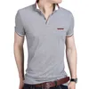 Browon Casual Summer Short Sleeve T-shirt Nedgång Krage Business Formell Slim Fit Men Kläder Plus Storlek 210707