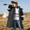 Jongens Parka Winter Warm Jacket Big Children's Duck Down Coat Extra Long Tiener Meisje Uitloper Kids Snowsuit TZ673 H0910