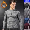 Marca Cothing Fitness Compression Shirt Uomo Inverno caldo Bodybuilding T-shirt manica lunga Pro Slim fit Top Palestre T-shirt attillata 210421