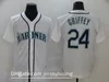 Men 2020 Baseball 24 Ken Griffey Jersey Stitched Flexbase Cool Base Home Green Grey White Beige Team Color Breathable Top/Good Quality
