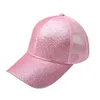 Ponytail Hat Fluorescence Sequin Anti-Sweat Breathable Mesh Favor Caps Adjustable anti-uv Hats Sport Baseball Cap HHC7556