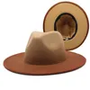 8 färger breda brim enkel kyrka derby topp hatt panama fast filt fedoras hattar för män kvinnor konstgjord ullblandning jazz cap4662596
