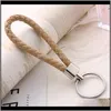 Favor Event Festive Party Supplies Home & Gardencr Mix Color Pu Leather Woven Keychain Rope Rings Fit Diy Circle Pendant Key Chains Holder Ca