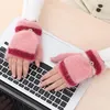 Cinq doigts Gants Hiver Chaud Épaississement Laine Tricoté Flip Sans Doigts Flexible Exposé Doigt Mitaines Hommes Femmes Écran Tactile