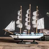 desk Decoration home wooden Sailboat model boat decor desktop Craft Caribbean Black Pearl Sailing Boats Easter gift 210811