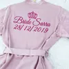 Lace Sleeve Sexy Women Nightwear Peignoir Mariage Wedding Kimono Chiffon Silk Female Bathrobes Bridemaid Robes Personalized Name 210901