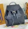 high quality women's backpack fashion letter embossed leather canvas portable travel bag schoolbag outdoor display m45501 size 28 * 33x14cm