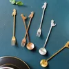 NEWStainless Steel Mini Cat Kitten Spoons for Coffee Tea Dessert Drink Mixing Milkshake Spoon Tableware Cake Fork EWE5734