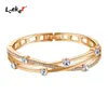 Leeker Charm Hollow Wide Bangle for Women Rose Gold Silver Color Cubic Zirconia Bracelet Statement Jewelry 140 Lk7 Q0719