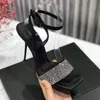 Lüks Sandalet Kadınlar 10.5 cm Rhinestone Üst Tasarımcı Topuklu Hakiki Deri Elbise Ayakkabı Bayan Terlik Boyutu 35-40 XX-0380