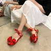 Cootelili Femmes Sandales d'été Bow décoration Appartements Chaussures de mode Nouvelle lacet de lacet de la place UP Y0721