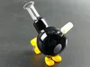 Mini Cute Black Beaker Glass Bong Hookahs Yellow Holder 10CM water pipes 18.8mm Joint 23cm Height With Bowl Smoking Accessories