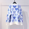 H.SA Women Knitted Sweater and Pullovers Oneck Pearls Beading Sweaters Sweet Heart Jumpers Long Sleeve Kawaii Pull Femme 210417