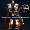 BORREY HeatResistant Glass Tea Set Magnetic Water Diversion Rotating Cover Bowl Semi-Automatic Maker Lazy Kungfu Drip Pot 210813