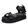 Sandals 2021 Summer Flat Bottom Heel Thick Soled Roman Shoes Buckle Cross Solid Color Women's Student