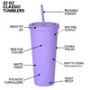 15 f￤rger Plastmuggar med sugr￶r Macaron Color Water Cups PE 22oz Solid Plain Kort vattenflaskor i lager FY4489