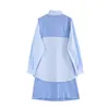 [DEAT] Spring Summer Fashion Loose Fit Long Sleeve Turn-down Collar Solid Color Chic Elegant Dress Women 13Q350 210527