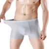 Underpants Boxer Briefs Underwear Men Ice Silk Soft Breathable Mesh Stretch Plus Size Bamboo Man Black Grey Maroon 2XL 3XL 4XL 5XL 6X