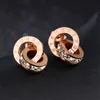 Lüks mücevher tasarımcısı takı setleri kadınlar için gül altın renkli çift yüzük küpeler kolye titanyum çelik setleri fasion 1133 q1995391