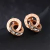 luxury jewelry designer jewelry sets for women rose gold color double rings earings necklace titanium steel sets fasion 1133 Q3905955