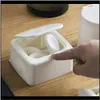 Plastic Round Makeup Organizer With Lid Cotton Pads Container Swab Storage Boxes White Bins Pa2Su Rutlz
