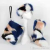 Borsa da donna per stivali da neve in pelliccia di volpe sintetica da donna Set 3 pezzi Fascia per capelli con fodera foderata in pelliccia Inverno Plus Size Furry Fluffy Outdoor Mid-boot