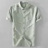 Casual Koszulki z krótkim rękawem dla mężczyzn Solid White Classic Tops Bawełniana Pościel Plus Rozmiar M-4XL Odzież męska Summeve 210601