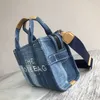 Qualidade superior bolsa de ombro carta impressão listra sacos noite grande capacidade designer tote demin lona feminino casual bolsas2288