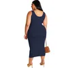 4XL 5XL femmes robe de grande taille ensembles débardeur + jupe skinny bandée deux pièces ensemble couleur unie gilet hauts + robes longues vêtements d'été 4966