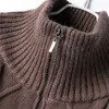 Grube damskie Ciepłe dzianiny Solidne Długie Rękaw Turtleneck Swetry Pół Zip Up Winter Coat Comfy Odzież C-295 211011