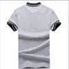 New Mens Printed Polos White Cotton Short Sleeve Camisas Stand Collar Male Shirt in stock