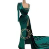 Vestidos de Baile Longos Verde Esmeralda Um Ombro Fenda Alta Vestidos de Noite Vestidos de Noite Sexy Veludo Feminino Robe De Soiree316Z