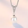 8mm naturlig sötvattenspärl smycken clavicle halsband hängsmycke för kvinnor v form zircon bröllop present med box årsdag jewelllery fru