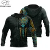 Plstar Cosmos Viking Warrior Tattoo Fashion Tracksuit Casual 3D Print Zipper / Hoodie / Sweatshirt / Jacka / Män 'Style-210813