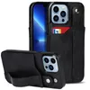 ID Card Pocket Soft TPU Cases Pour iPhone 15 14 13 Pro MAX 12 11 XR XS X 7 8 Plus iPhone15 Poignet Bandoulière Titulaire De La Mode Pousser Grip Bande Couverture De Téléphone Portable Coque Peau Arrière