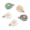 Natural Stone and Stainless Steel Gold Charms Pendants Pink Quartz Pendant DIY earring Necklaces Jewelry Making