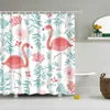 Kolorowe zasłony prysznicowe Ekologiczne Flamingo Flower Flower Wzór 100% Włókno Poliester Wskaźnik Wystrój 210915