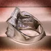 حلقة Solitaire الحقيقية S925 Sterling 2 Carats Natural Moissanite Ring للنساء رجال الهيب هوب Anillo Silver 925 حلقات المجوهرات De Bizuteria235J