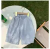Pojkar sommar tunn rippad knä längd denim byxor barn koreanska stil casual lösa shorts 210615