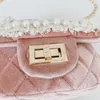 Sweet Princess Accessories Pearl Children's Messenger Purse Girls Fashion Korean Style Parent Child Embroidery Bag Wholesale Cute Little Pocket Gift