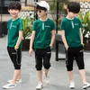 Boys Clothes Set Summer Short Sleeve T-Shirt +Pants 2Pcs Kids Boy Sports Suit Children Clothing Outfits Teen 5 6 8 9 10 12 Years X0802