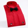 Франция запонки мужские смокинг рубашки с длинным рукавом галстук бабочка формальное социальное платье для мужчин белый черный красный S ~ 5xl качества мужские