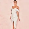 Sommar kvinnors strapless pläterad tvådelad klänning sexig bodycon elegant klubb kändis bankett vestidos 210525