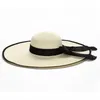 Chapéus de aba larga 2022 verão 15 cm Sol de palha para mulheres Proteção UV Panamá Praia Praia Ladies Chapéu de Bow Chapeau Femme Elob22