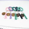 Keychain Lanyards Cross-border Beaded Wooden Bead Fashion Personality Disc Tassel Bracelet Key Ring Female Wholesale